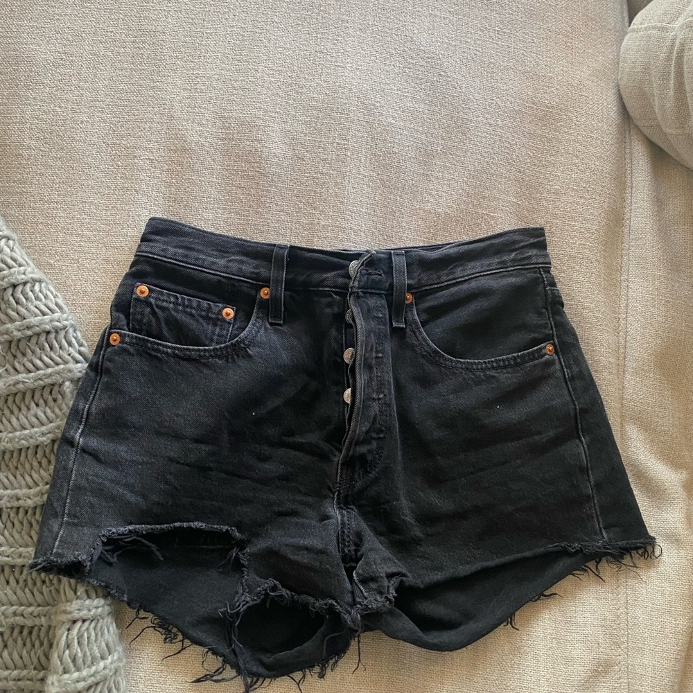 Levi 501 Black Denim Jean Shorts